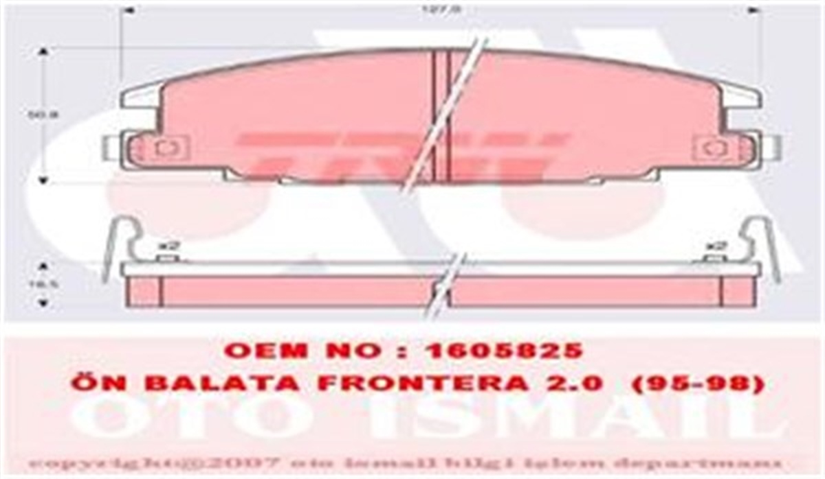 YEDEK PARÇADİSK FREN BALATASI ÖN GDB892 CAMPO 1987 FRONTERA A 1992-1998 TRW GDB870TRWTRW GDB870