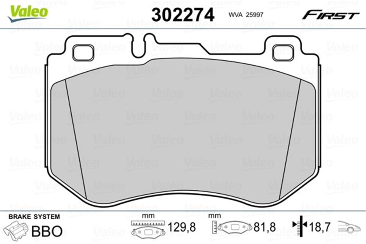 YEDEK PARÇADİSK FREN BALATASI ÖN MERCEDES CLASS C 03.14 VALEO 302274VALEOVALEO 302274