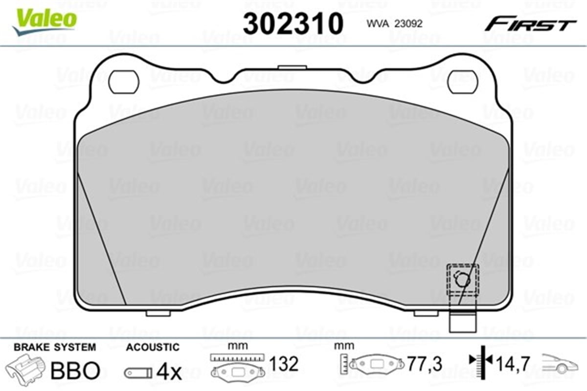 YEDEK PARÇADİSK FREN BALATASI ÖN OPEL ASTRA 12.14 01.16 VALEO 302310VALEOVALEO 302310