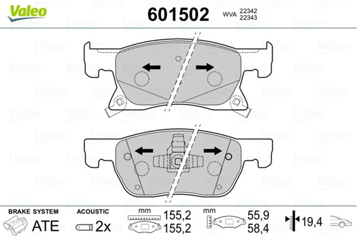 YEDEK PARÇADİSK FREN BALATASI ÖN OPEL ASTRA K 06.15 VALEO 601502VALEOVALEO 601502