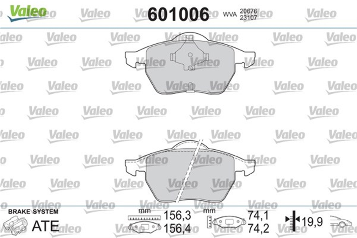 YEDEK PARÇADİSK FREN BALATASI ÖN SAAB 9-5 2.0 T. 2.3 T. 3.0 V6 VALEO 601006VALEOVALEO 601006