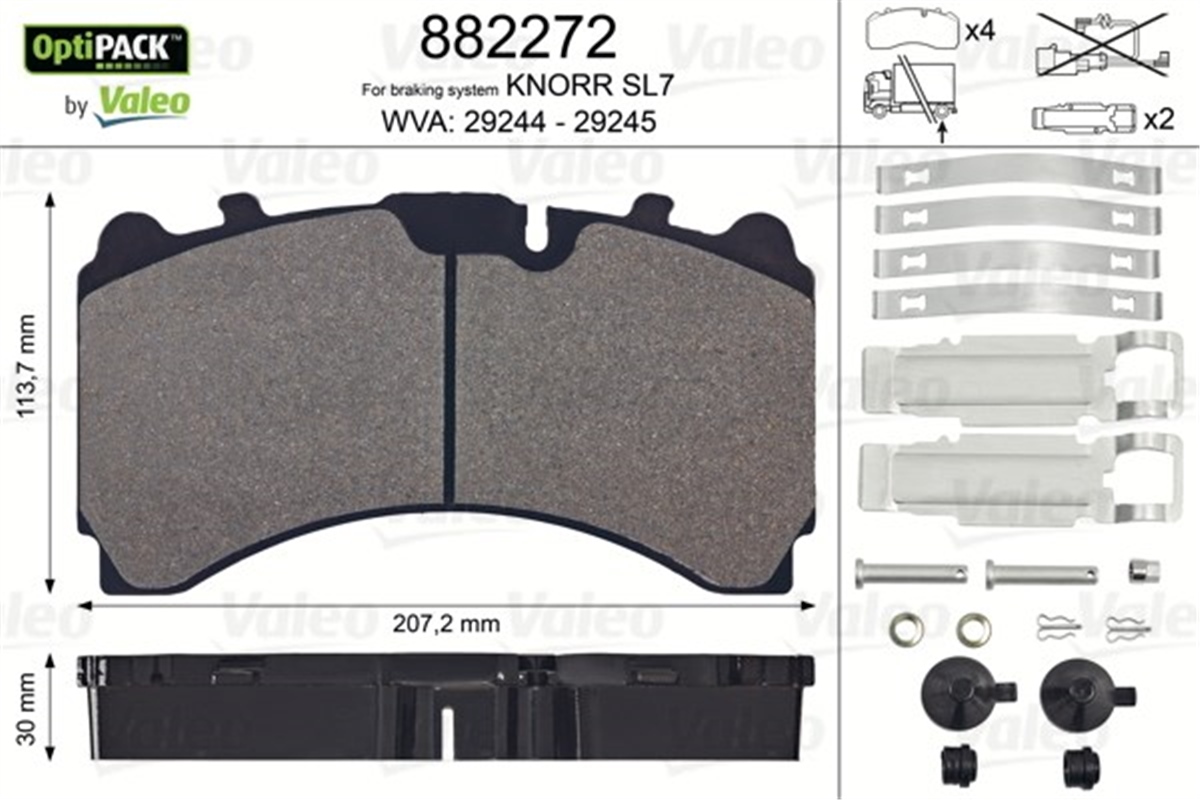 YEDEK PARÇADİSK FREN BALATASI OPTIPACK ARKA AKS MB ACTROS MP4 2011- SENSÖRSÜZ VALEO 882272VALEOVALEO 882272