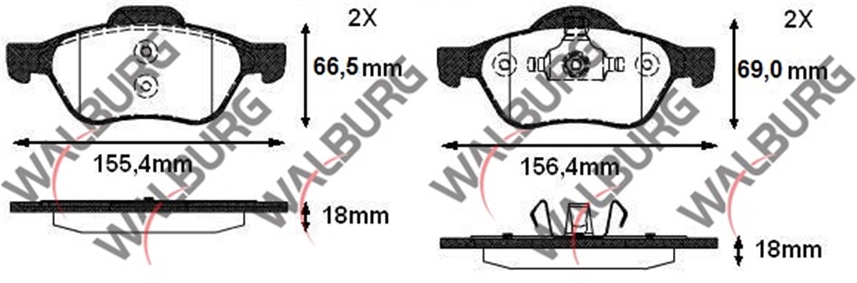 YEDEK PARÇAFREN BALATA ON RENAULT LAGUNA II (BG0/1) 1.6i 16v 15 JANT 2001-2007 / LAGUNA II 1.9 DCI 15 JANT 2001-2007 / LAGUNA III 1.5 DCI 2007- / LAGUNA III 1.6iPARCAWORLDWDB398