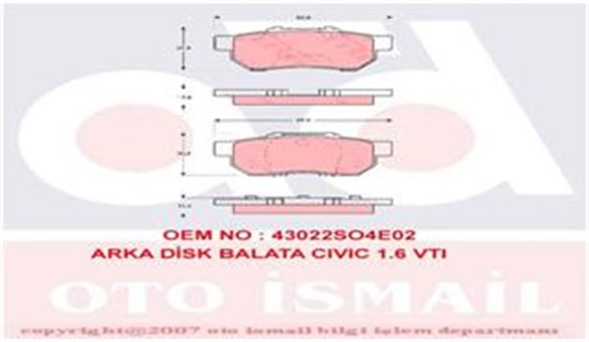 YEDEK PARÇAFREN BALATASI ARKA . 43022-S04-E03 JAPON CIVIC (EG, EH) 1.6 CIVIC (EK) 1.6 96-00 CIVIC (EK, MA, MB) HB 95-00 JAZZ (GD, GE, GK) 02- CITY (GE) 06- 92-95 1.6 VTI TRW TRW GDB3113TRWTRW GDB3113