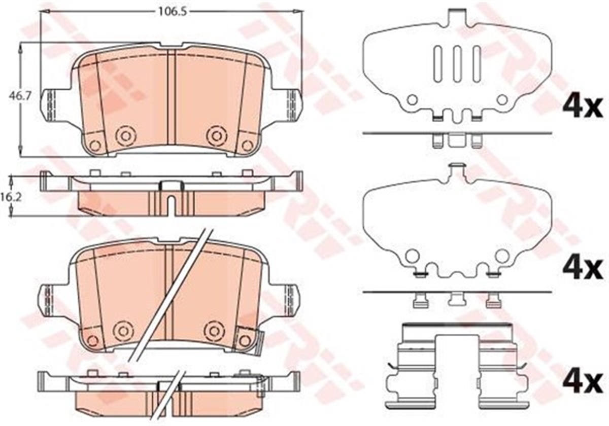 YEDEK PARÇAFREN BALATASI ARKA 16 INCH 13517515 OPEL INSIGNIA B 18- 18- TRW TRW GDB2184TRWTRW GDB2184