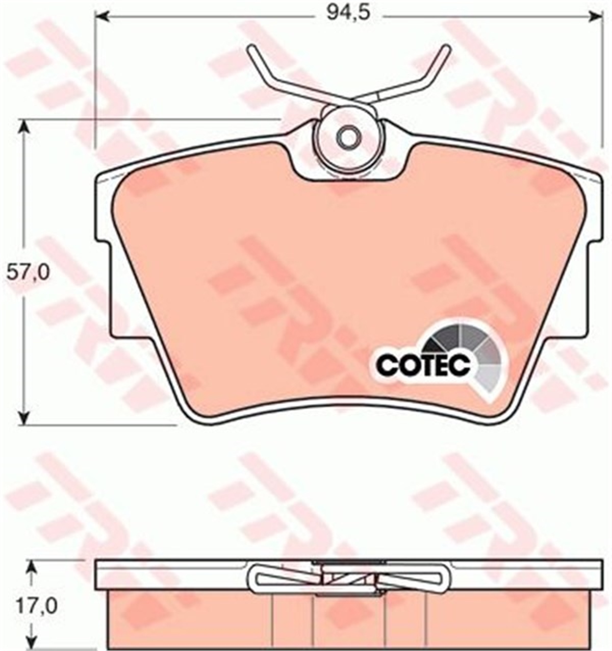 YEDEK PARÇAFREN BALATASI ARKA 4414520 OPEL VIVARO 01- 1.9 TRW TRW GDB1479TRWTRW GDB1479