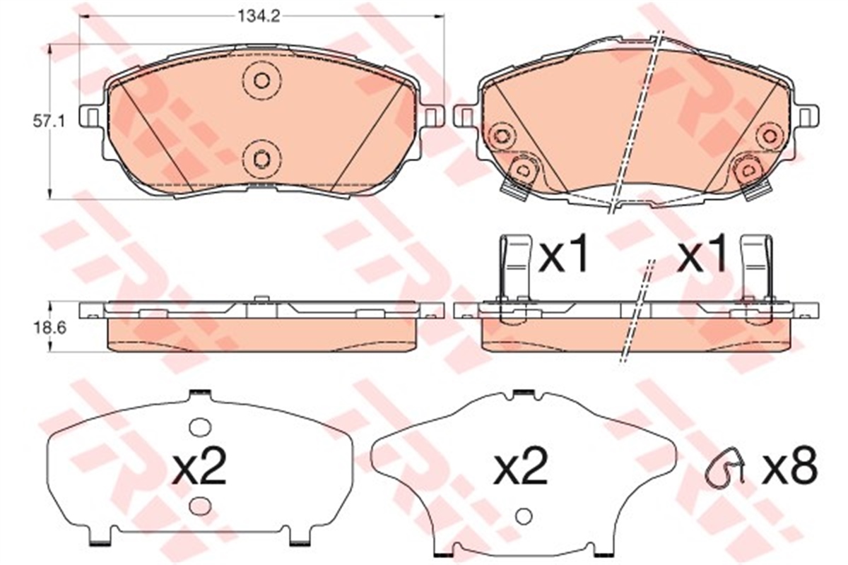 YEDEK PARÇAFREN BALATASI ÖN . 04465-02391 JAPON COROLLA (E18) AURIS (E18) 13-18 13-18 1.33:1.6:1.4 D4D TRW TRW GDB3598TRWTRW GDB3598