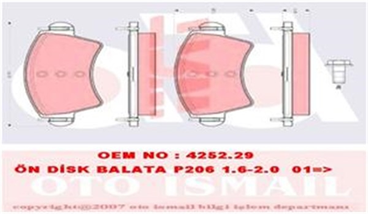 YEDEK PARÇAFREN BALATASI ÖN 425229 PSA 206 04- 1.6-2.0İ TRW TRW GDB1501TRWTRW GDB1501