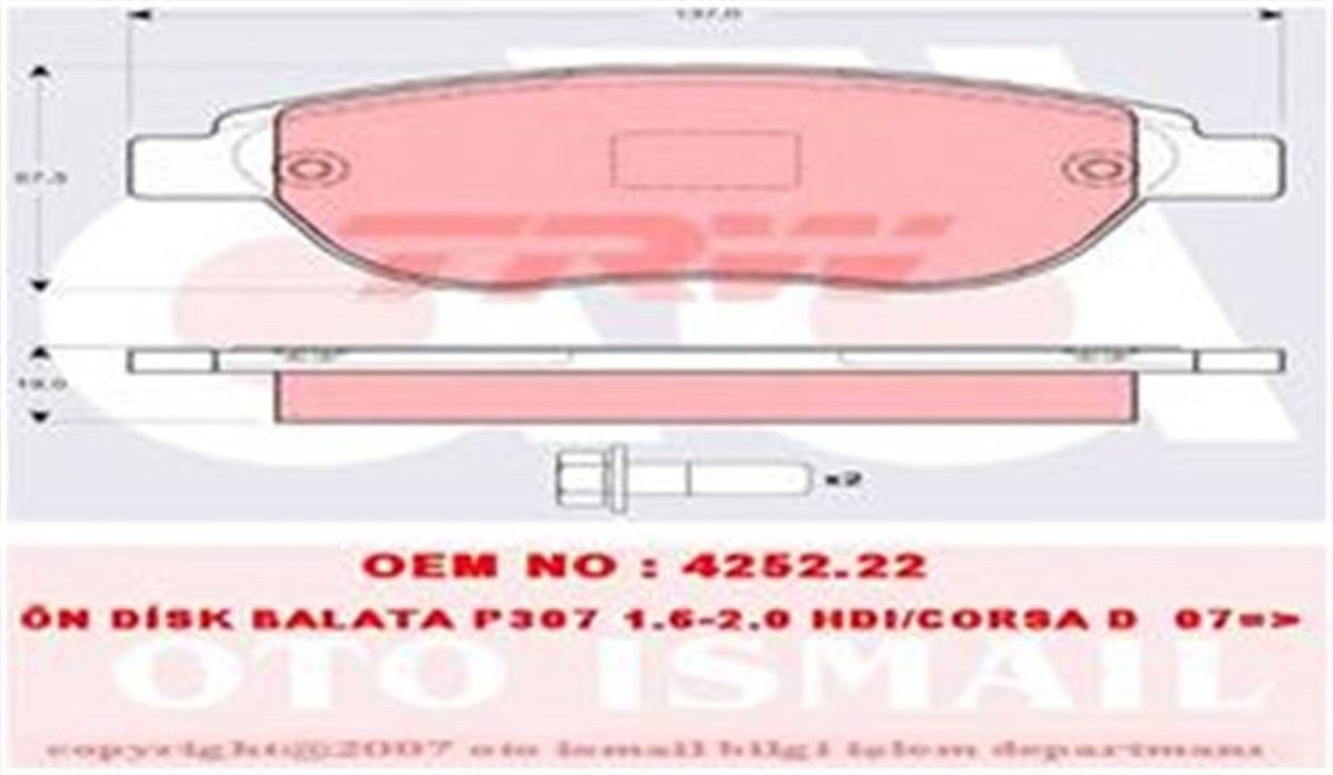 YEDEK PARÇAFREN BALATASI ÖN 4254.71 1636413880 PSA 207/307/C4 02- B.M TRW TRW GDB1464TRWTRW GDB1464