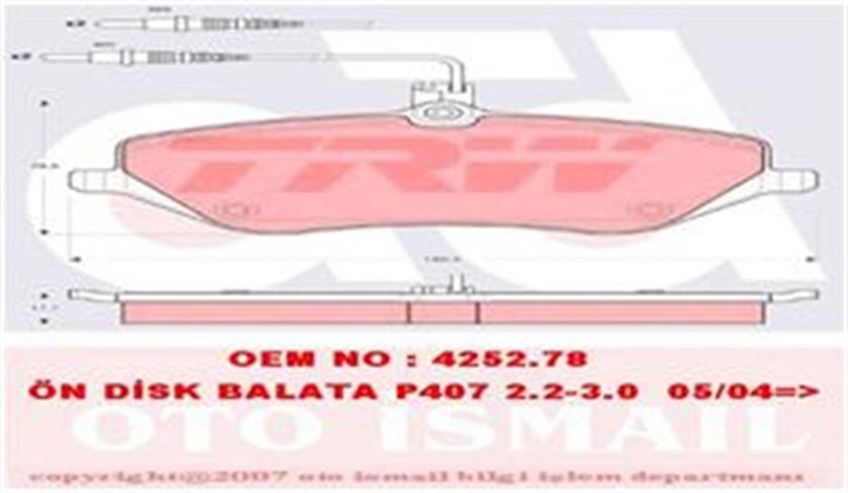 YEDEK PARÇAFREN BALATASI ÖN 425411 PSA 407 / C5 X7 10- BM TRW TRW GDB1595TRWTRW GDB1595
