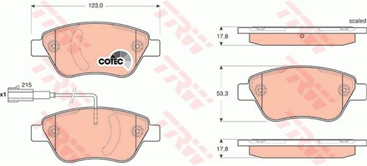 YEDEK PARÇAFREN BALATASI ÖN KÜÇÜK TIP TEK FISLI 77364393 FIAT LINEA/DOBLO/FIORINO/G.PUNTO/CORSA/NEMO 06- BM TRW TRW GDB1654TRWTRW GDB1654