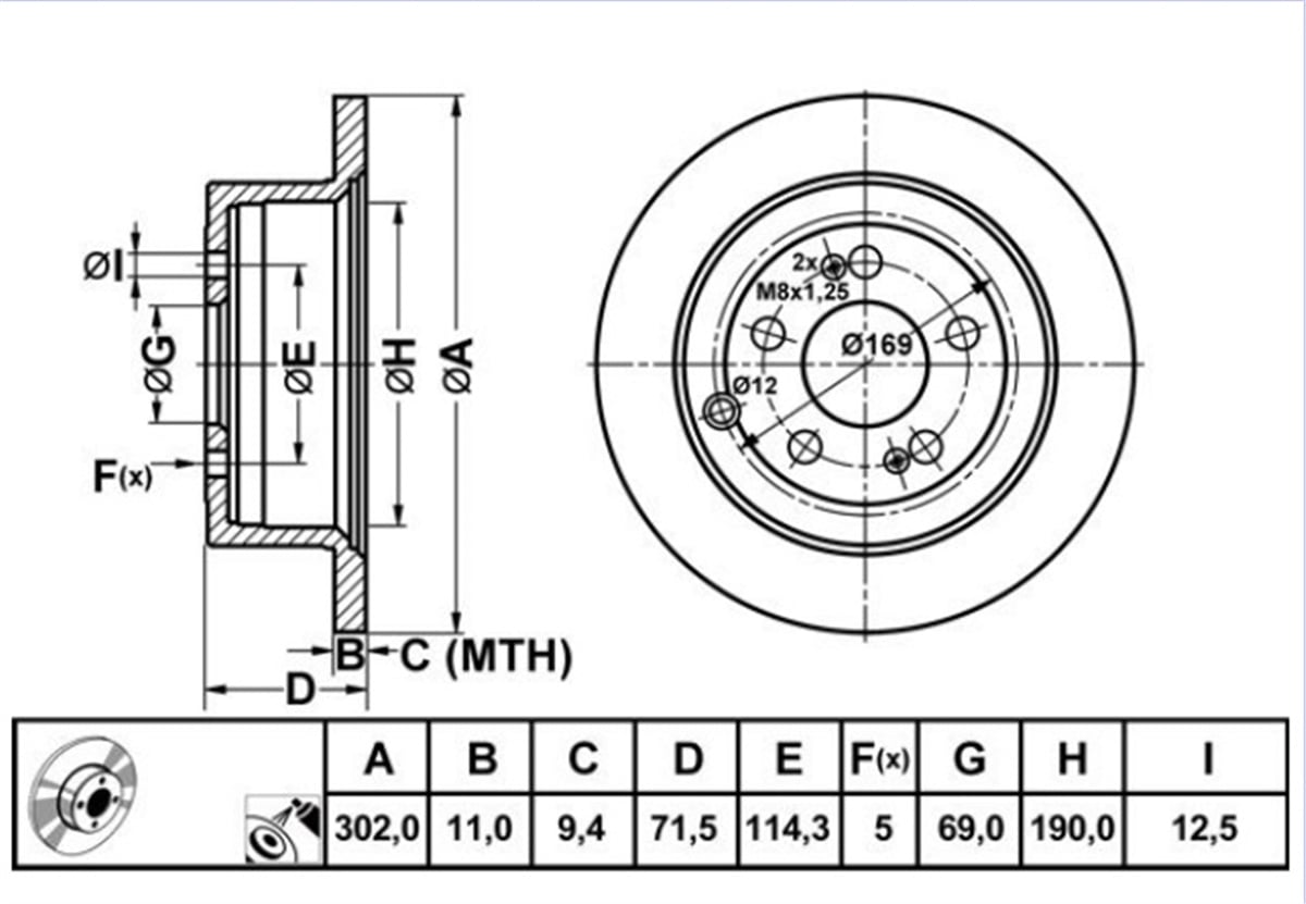 YEDEK PARÇAFREN DISK ARKA DUZ 302-5  HYUNDAI SANTAFE 06 - 10  584112B000 -MGA-50239MGAMGA-50239