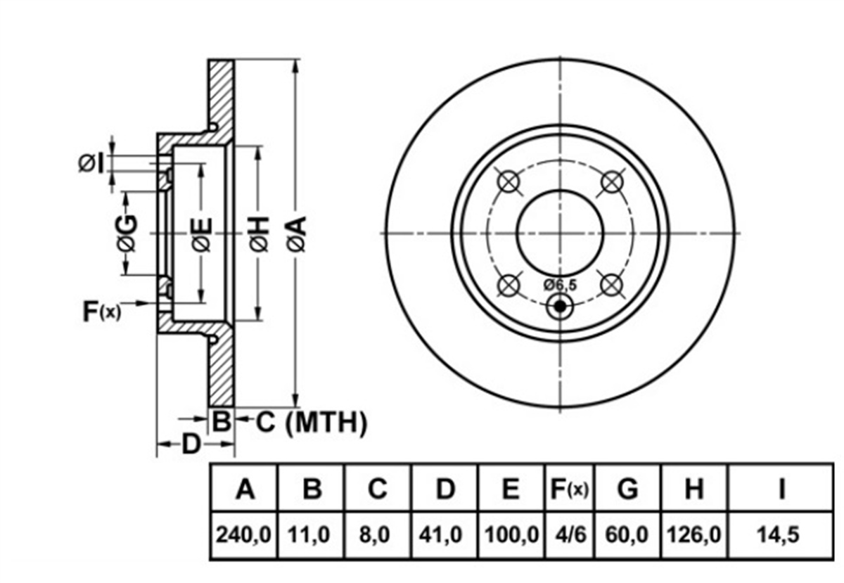 YEDEK PARÇAFREN DISK ON DUZ 240-4  OPEL CORSA C 00 - 09  569020 -MGA-50163MGAMGA-50163