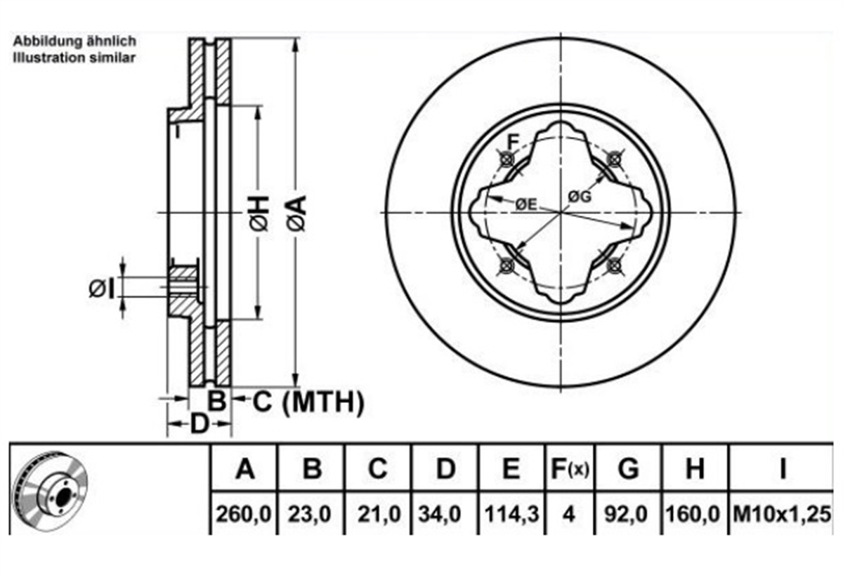 YEDEK PARÇAFREN DISK ON HAVA KANALLI 260-4 ( HONDA: ACCORD 90 - 98 / ROVER: 618 620 93 - 99)MGAMGA-50361