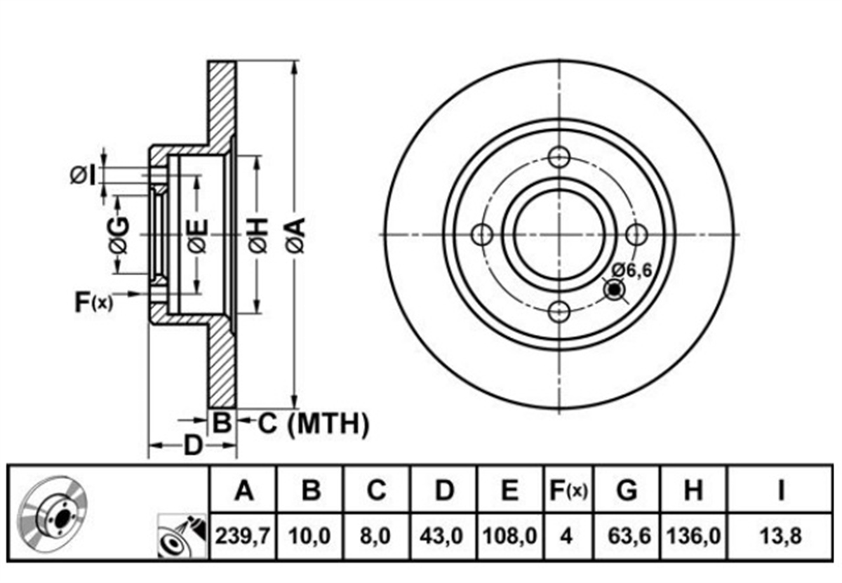 YEDEK PARÇAFREN DISK ON HAVA KANALLI 239,5-4-FORD  ESCORT IV V 1990>1999 FORD  FIESTA 1996>    93FX 1125 AA -MGA-50169MGAMGA-50169
