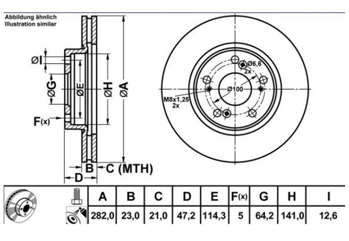 YEDEK PARÇAFREN DISK ON HAVA KANALLI 282-5  HONDA CR-V 02 -  / HONDA CIVIC VIII 07 - 11 45251SMGG10 -MGA-50306MGAMGA-50306
