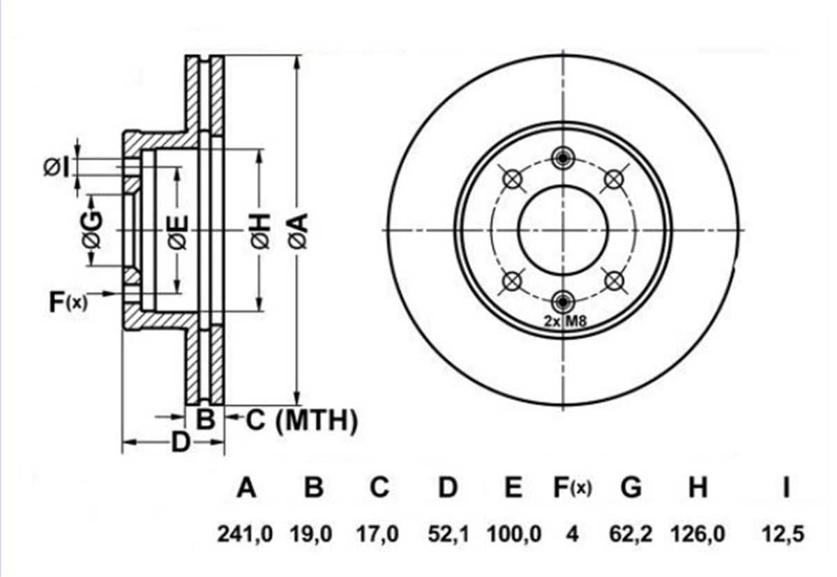 YEDEK PARÇAFREN DISK ON HAVA KANALLI 241-4  HYUNDAI ACCENT II 00 - 03  5171225060 -MGA-50229MGAMGA-50229