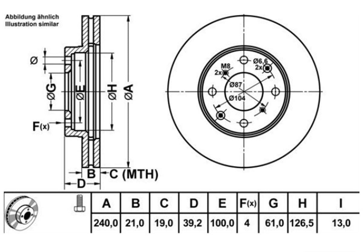 YEDEK PARÇAFREN DISK ON HAVA KANALLI 240-4  HONDA JAZZ II 02 - 08 / HONDA CITY 05 - 10 45251S50G00 -MGA-50304MGAMGA-50304