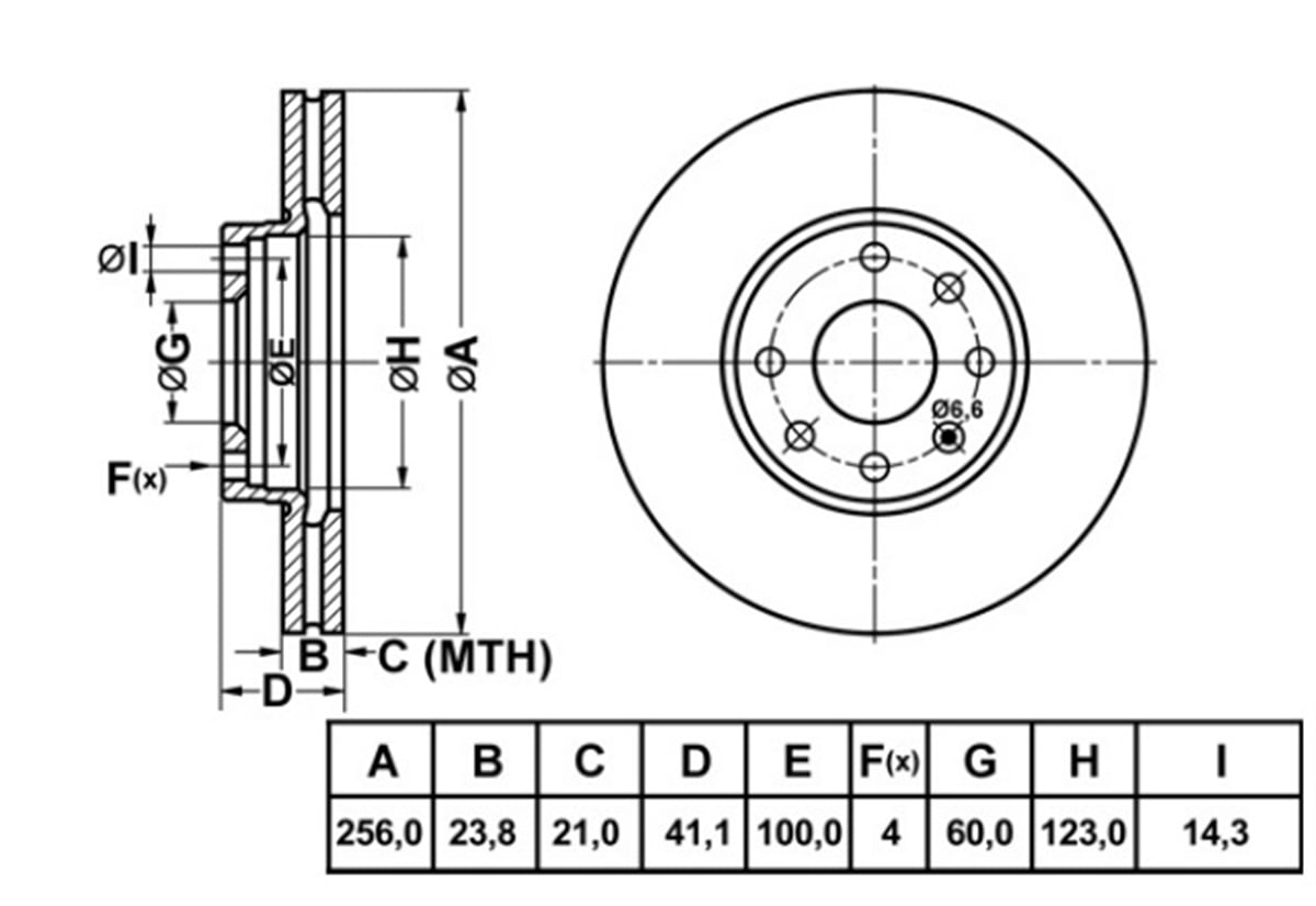 YEDEK PARÇAFREN DISK ON HAVA KANALLI 256-4  OPEL ASTRA G ZAFIRA 98 - 02  569059 -MGA-50134MGAMGA-50134