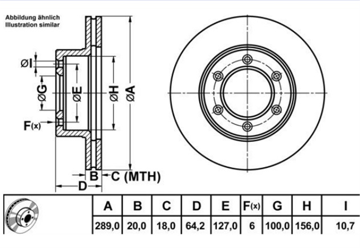 YEDEK PARÇAFREN DISK ON HAVA KANALLI 289-6TOYOTA HILUX 98>05 