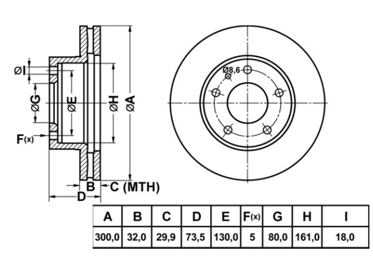 YEDEK PARÇAFREN DISK ON HAVA KANALLI 300-5  FIAT DUCATO V 250 06 -  / KARSAN JEST 13 -  51740249 -MGA-50183MGAMGA-50183