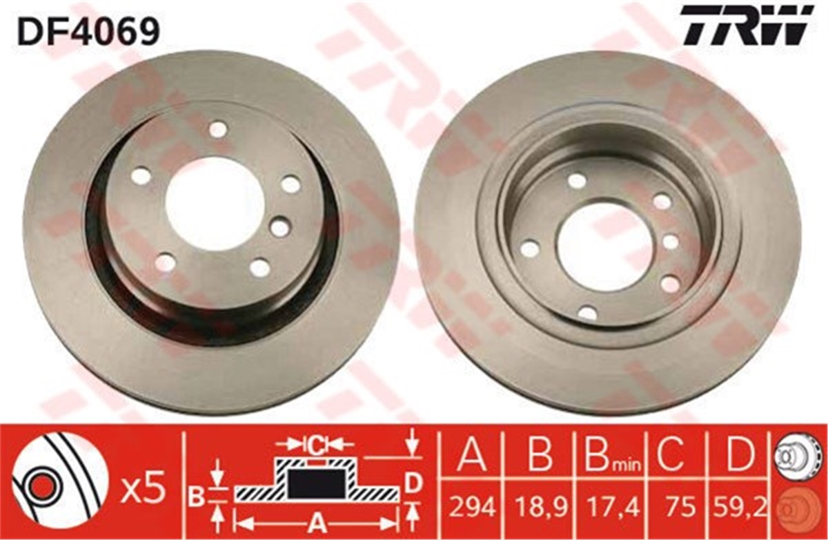YEDEK PARÇAFREN DİSKİ ARKA 3 1998 TRW DF4069TRWTRW DF4069