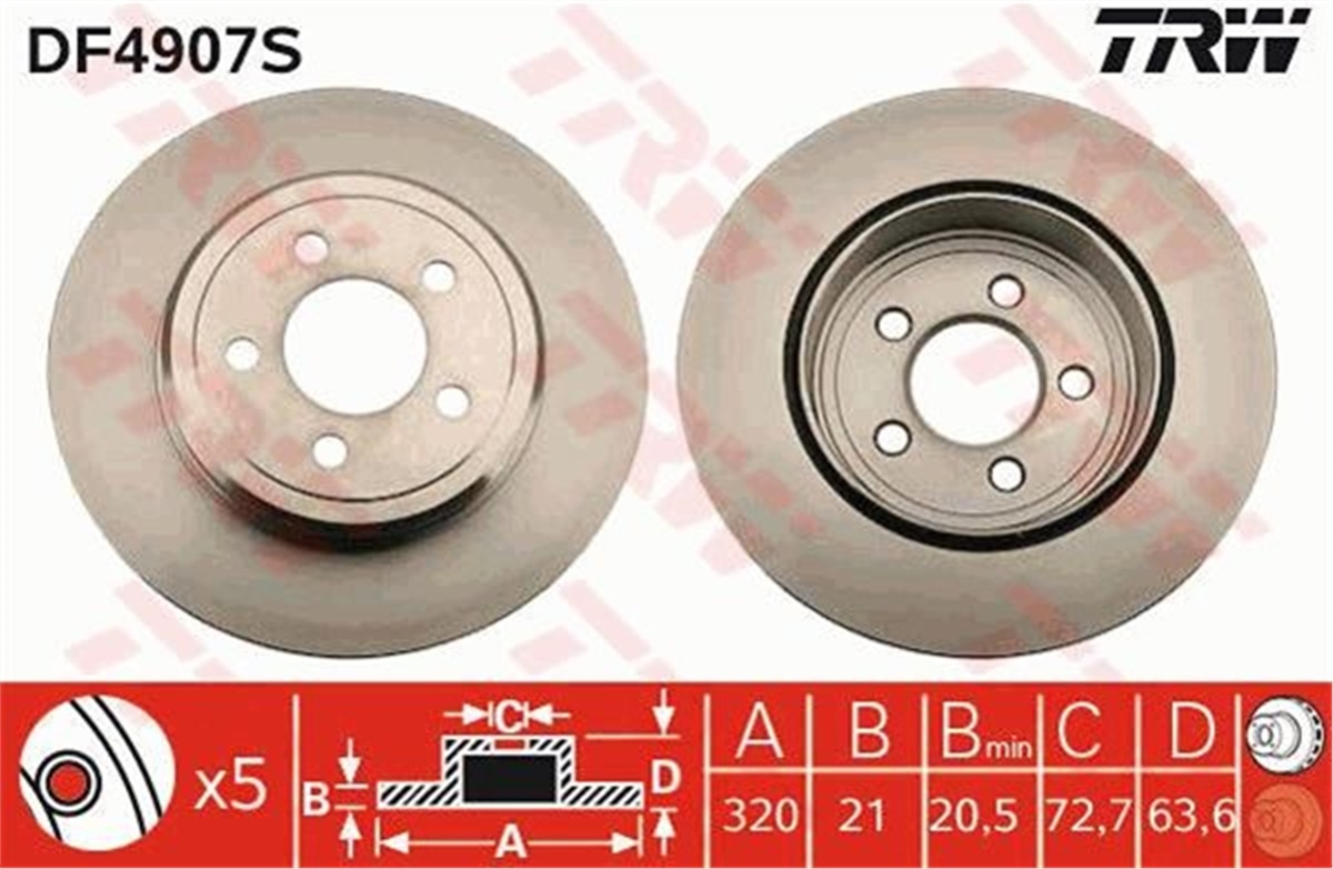 YEDEK PARÇAFREN DİSKİ ARKA 300 C 2004 TRW DF4907STRWTRW DF4907S