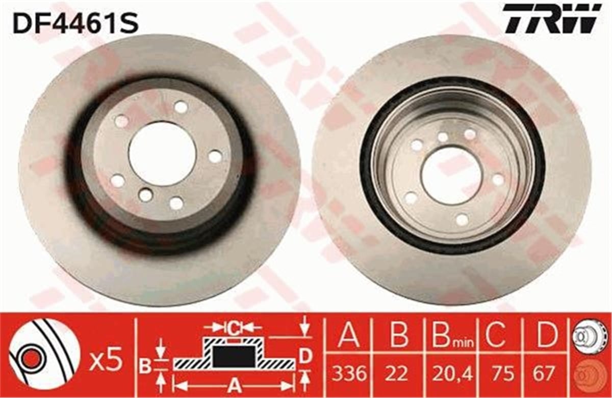 YEDEK PARÇAFREN DİSKİ ARKA DF4461 X1 2009 3 2005 TRW DF4461STRWTRW DF4461S