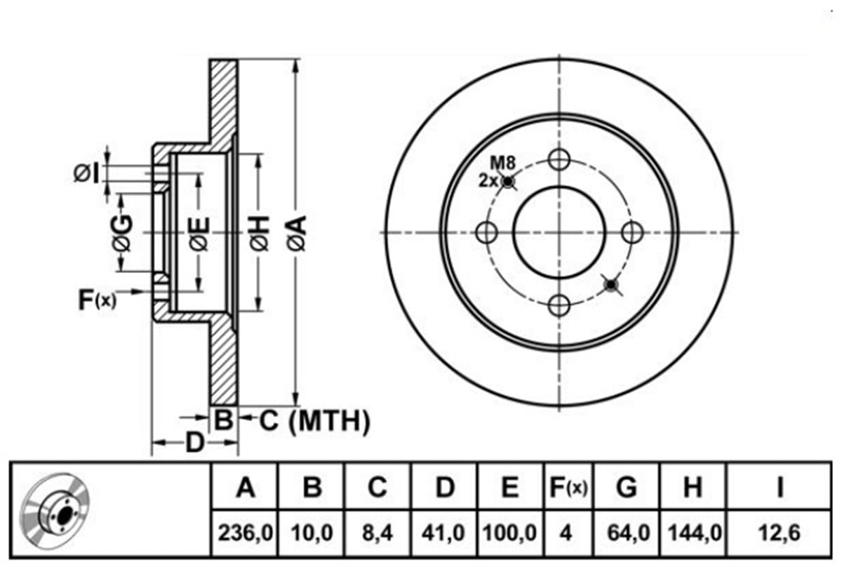 YEDEK PARÇAFREN DISKI ARKA DUZ 236-4-MITSUBISHI CARISMA 96>00 