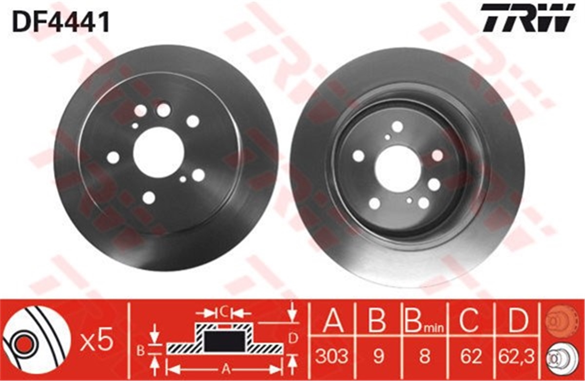 YEDEK PARÇAFREN DİSKİ ARKA RAV 4 II 2000-2005 TRW DF4441TRWTRW DF4441