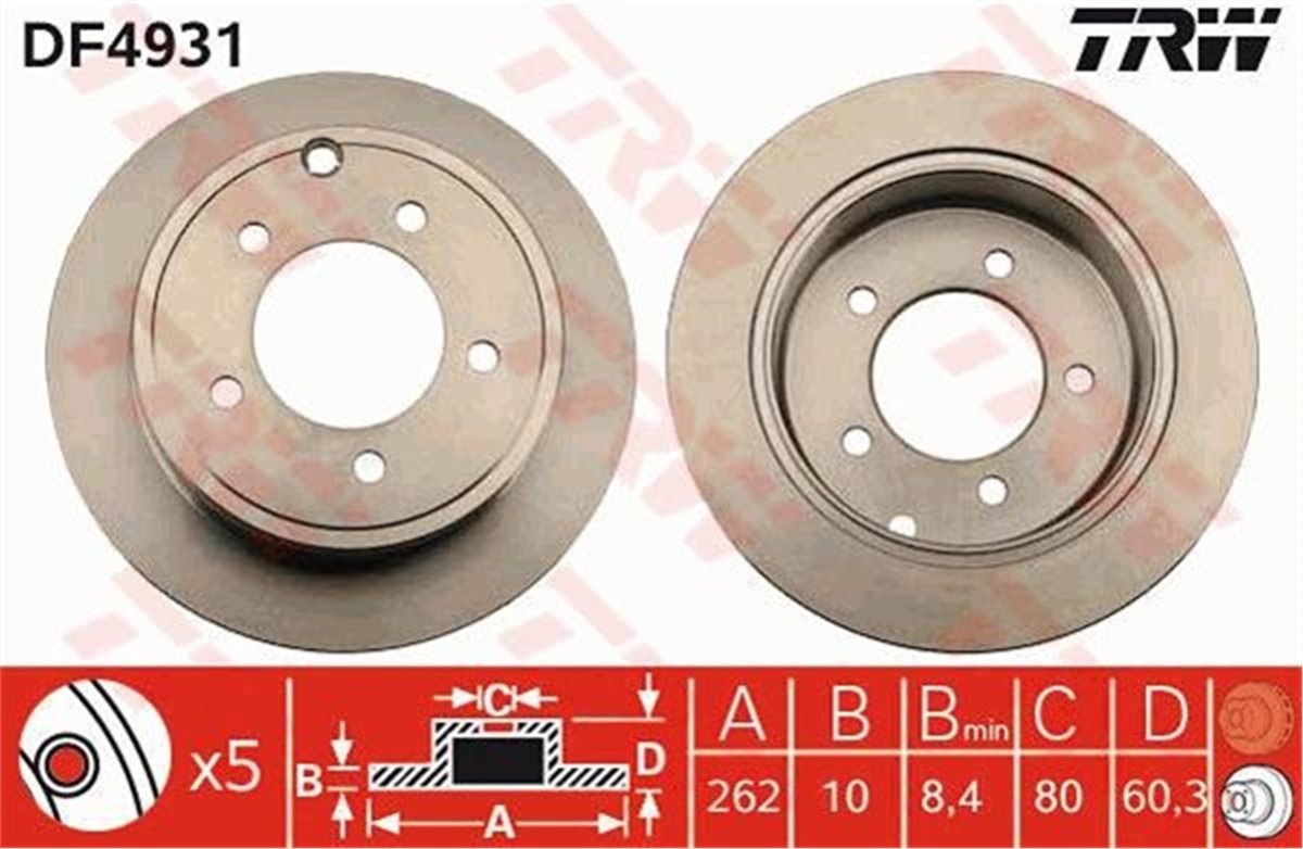 YEDEK PARÇAFREN DİSKİ ARKA SEBRING 2007-2010-AVENGER 2007 CALIBER 2006 TRW DF4931TRWTRW DF4931