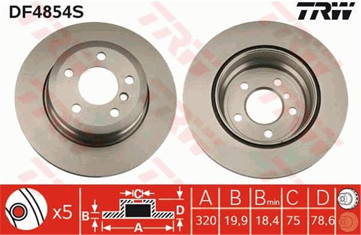 YEDEK PARÇAFREN DİSKİ ARKA X5 2007 X6 2008 TRW DF4854STRWTRW DF4854S