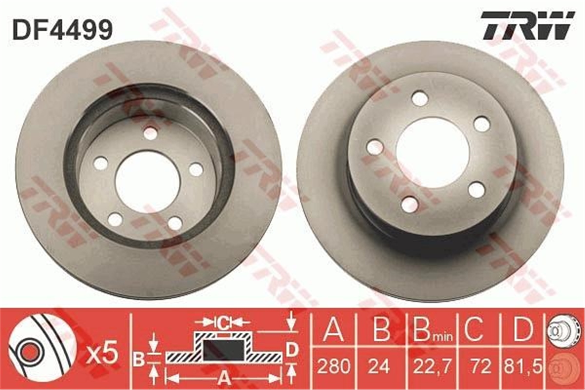 YEDEK PARÇAFREN DİSKİ ÖN CHEROKEE 1984-2001-COMANCHE 1986-1996-GRAND CHEROKEE I 1991-1999-WRANGLER I 1986-1996- TRW DF4499TRWTRW DF4499