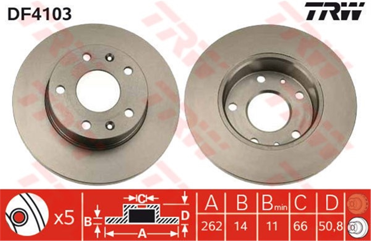 YEDEK PARÇAFREN DİSKİ ÖN FREELANDER 1998-2006 TRW DF4103TRWTRW DF4103