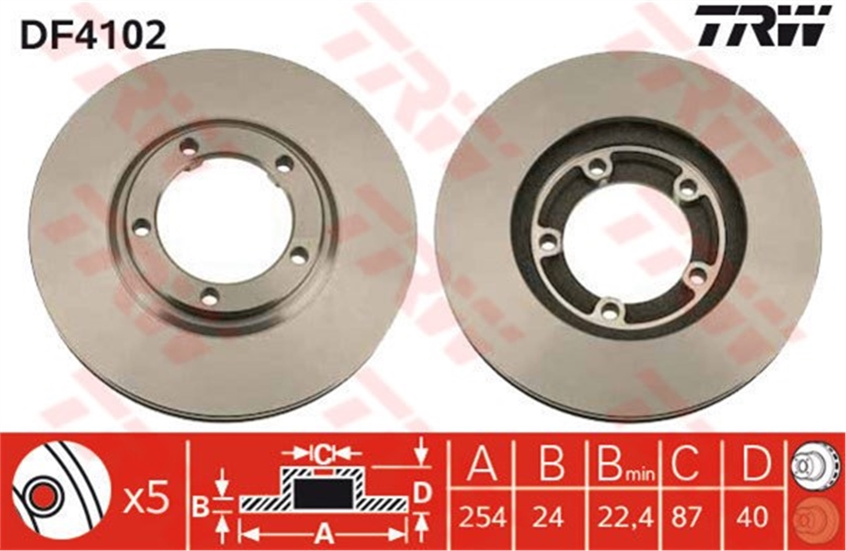 YEDEK PARÇAFREN DİSKİ ÖN H-1 2000-2005-H-1 - STAREX 1997-2007-H100 1993-1998-PORTER 1996 TRW DF4102TRWTRW DF4102