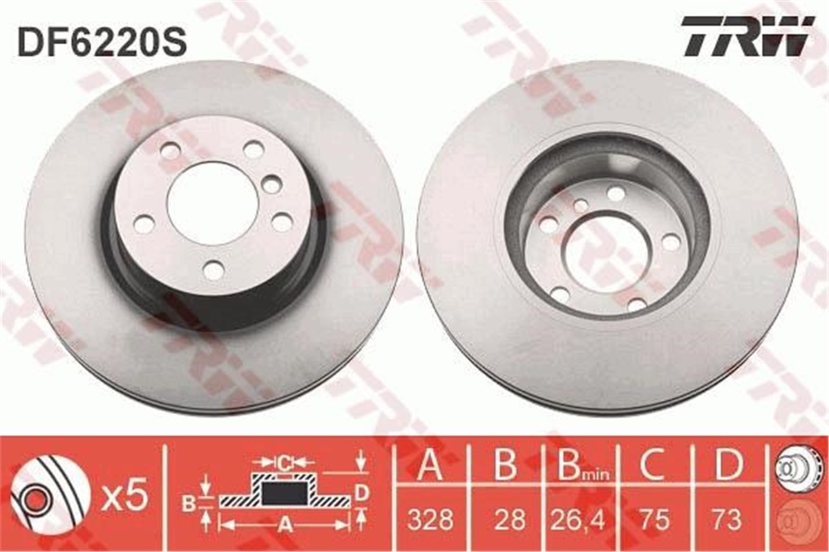 YEDEK PARÇAFREN DİSKİ ÖN X3 2010 X4 2014 TRW DF6220STRWTRW DF6220S
