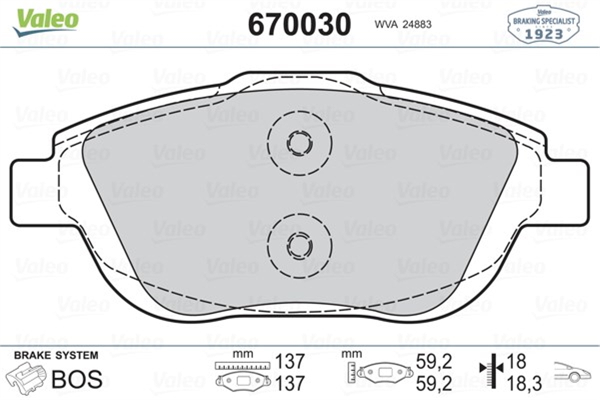 YEDEK PARÇAGDB1819 ÖN BALATA C3 II 1.1.1.4 1.4HDI 1.6 VTI 1.6HDI 09 DS3 1.4 VTI-1.6 VTI 1.6HDİ 09 13 VALEO 670030VALEOVALEO 670030