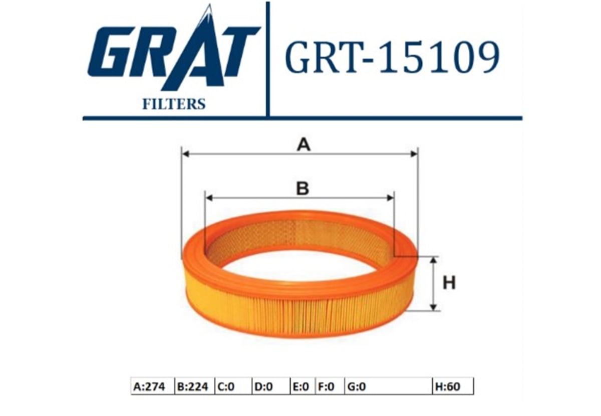YEDEK PARÇAHAVA FILTRESI-278×221×62 VW CADDY 96-03  GOLF 96-98  POLO 95-00 POLO CLS 96-02 032129620 -GRT-15109GRATGRT-15109
