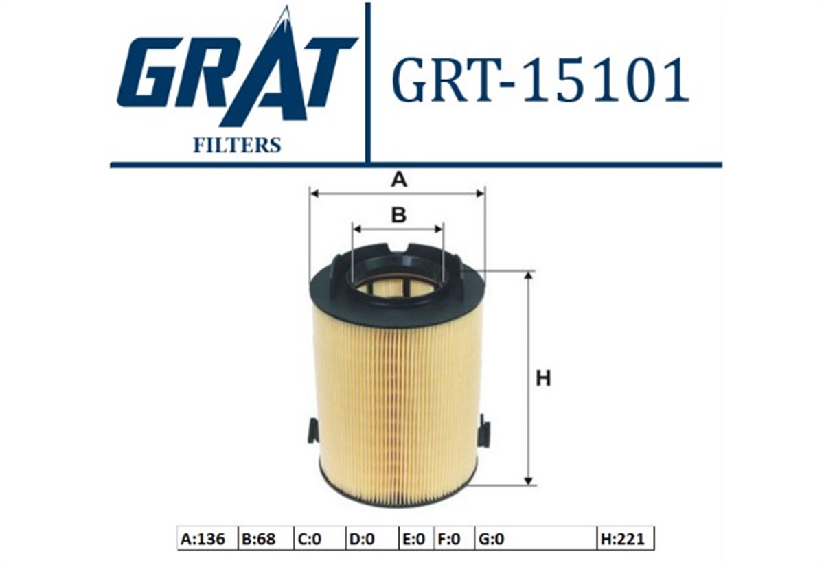 YEDEK PARÇAHAVA FILTRESI VW CADDY 04-15  GOLF 04-14  PASSAT 06-15  AUDI A3 04-13  SEAT LEON 06-13  SKODA OCTAVIA 04-08 1F0129620 -GRT-15101GRATGRT-15101