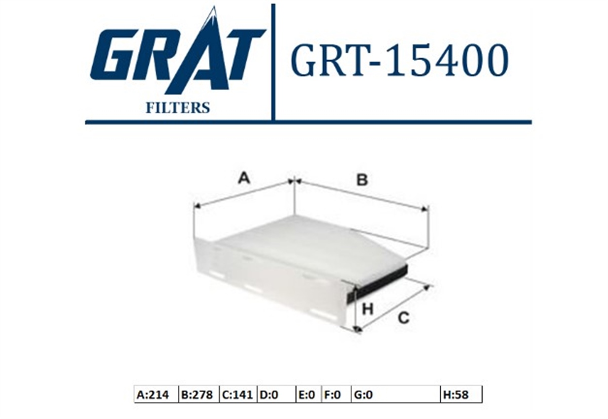 YEDEK PARÇAKABIN FILTRE VW CADDY 04-  GOLF 04-14  PASSAT 06-  AUDI A3 04-13  SEAT LEON 06-13 1K0819644B -GRT-15400GRATGRT-15400
