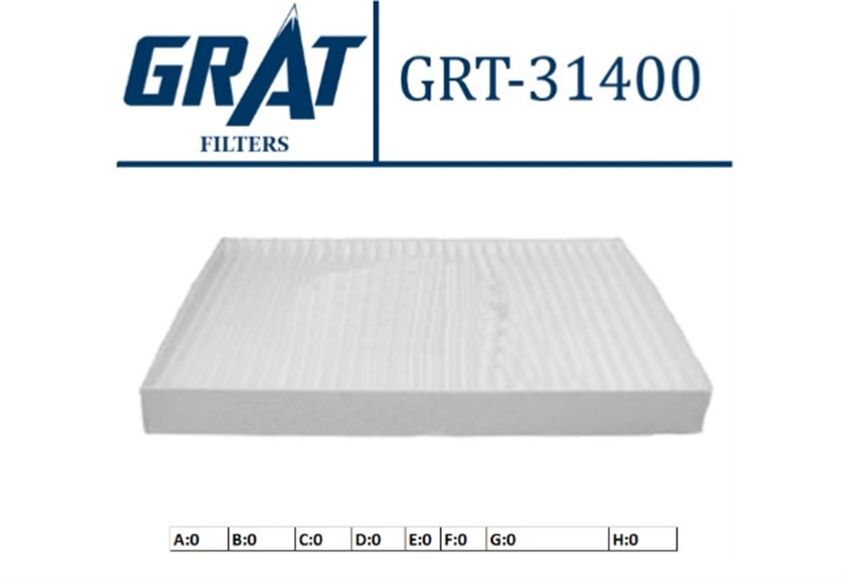 YEDEK PARÇAKABIN FILTRESI  CHRYSLER  300C 2.7 3.0CRD 3.5 5.7 2004-2012   -GRT-31400GRATGRT-31400