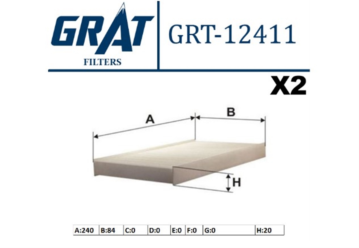 YEDEK PARÇAKABIN FILTRESI CIFTLI CITROEN C-ELYSEE 1.2VTI 1.6HDI/ PEUGEOT301 1.2VTI 1.6HDI 1.6VTI 2012- 9678792080 -GRT-12411GRATGRT-12411