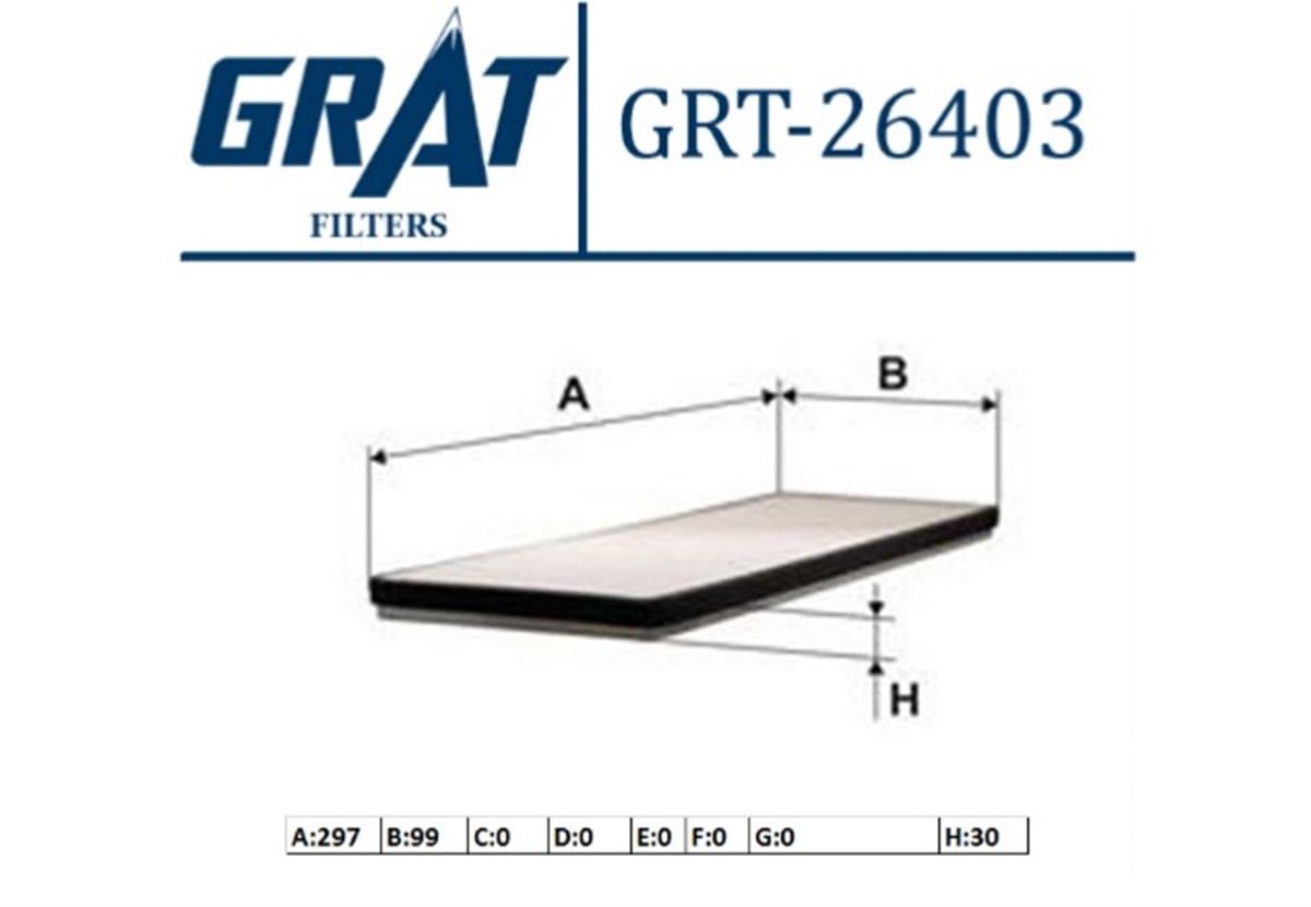 YEDEK PARÇAKABIN FILTRESI-KARBONSUZ AUDI A6 05-11 4F0898438 -GRT-26403GRATGRT-26403