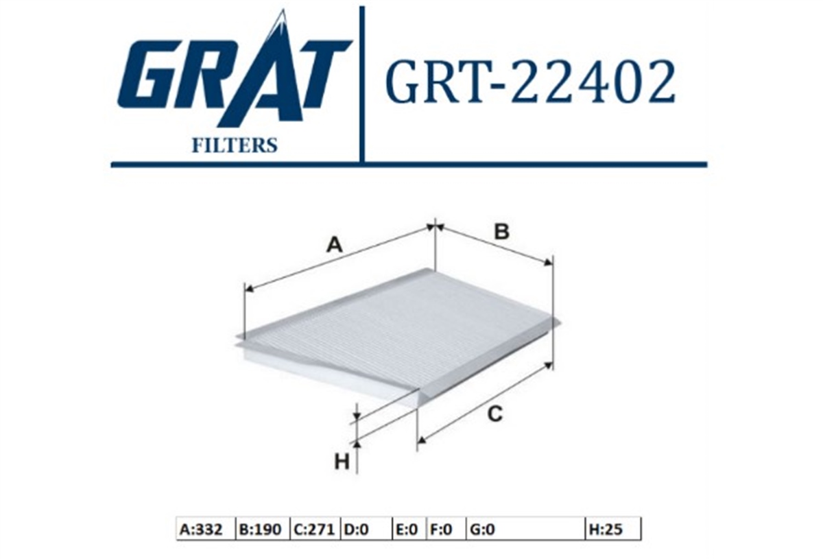 YEDEK PARÇAKABIN FILTRESI  MERCEDES  C-SERI 2038300918 -GRT-22402GRATGRT-22402