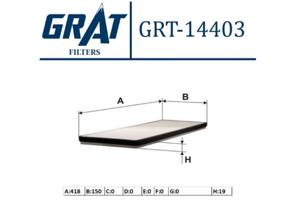 YEDEK PARÇAKABIN FILTRESI  OPEL ASTRA F-CORSA B-TIGRA  6808600 -GRT-14403GRATGRT-14403
