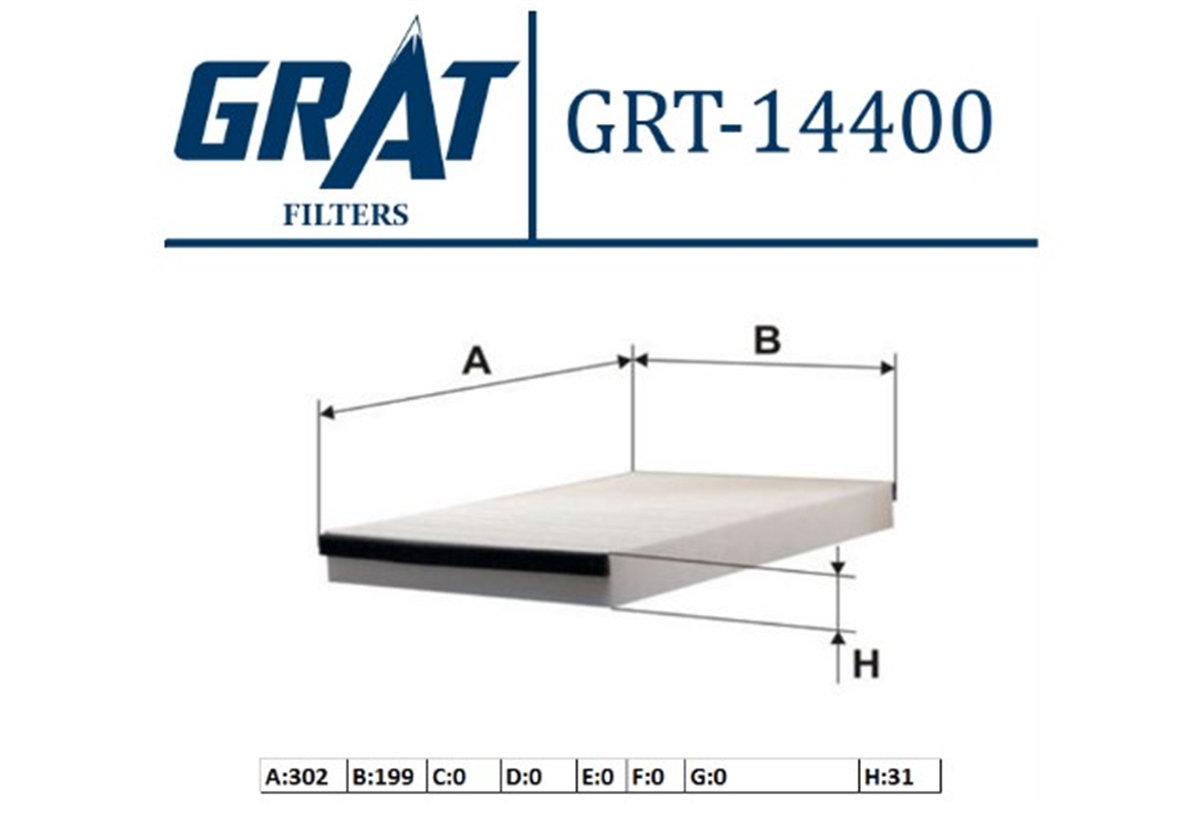 YEDEK PARÇAKABIN FILTRESI  OPEL ASTRA G/ASTRA H 1.3CDTI 1.7CDTI 1.9CDTI  1808610 -GRT-14400GRATGRT-14400