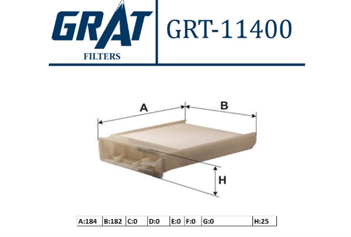 YEDEK PARÇAKABIN FILTRESI  RENAULT CLIO III-MODUS / NISSAN NOTE-MICRA/DACIA DUSTER 7701062227 -GRT-11400GRATGRT-11400