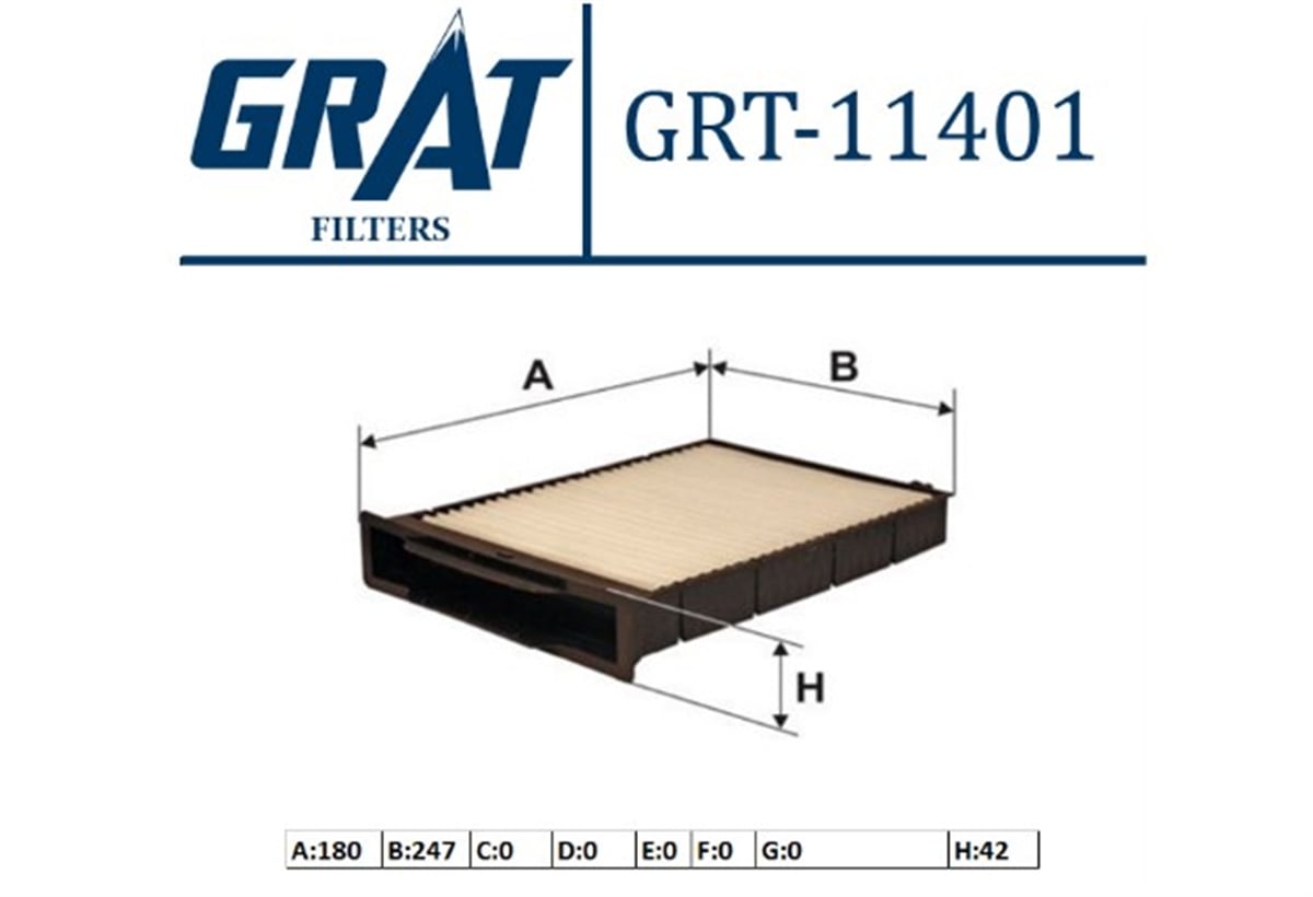 YEDEK PARÇAKABIN FILTRESI  RENAULT MEGANE II  7701055109 -GRT-11401GRATGRT-11401
