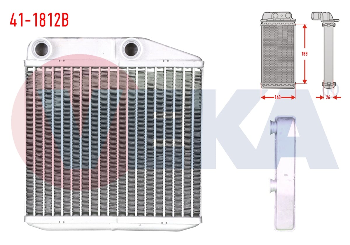 YEDEK PARÇAKALORİFER RADYATÖRÜ BRAZİNG 5.5mm fin LİNEA 1.3 MJT 2007>VEKA41-1812B