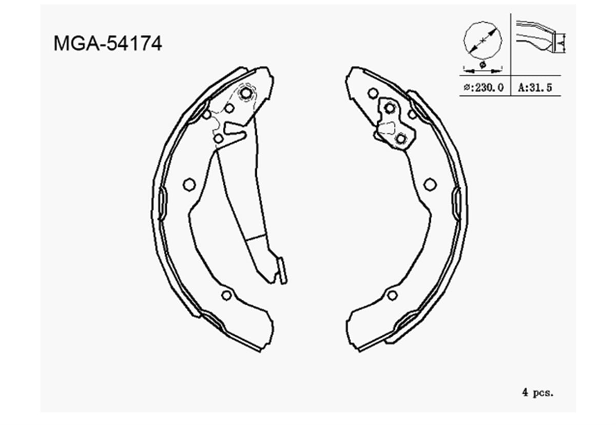 YEDEK PARÇAKAMPANA BALATA-230×32  VW CADDY 96-03  SKODA OCTAVIA 01-11 1J0698525A -MGA-54174MGAMGA-54174